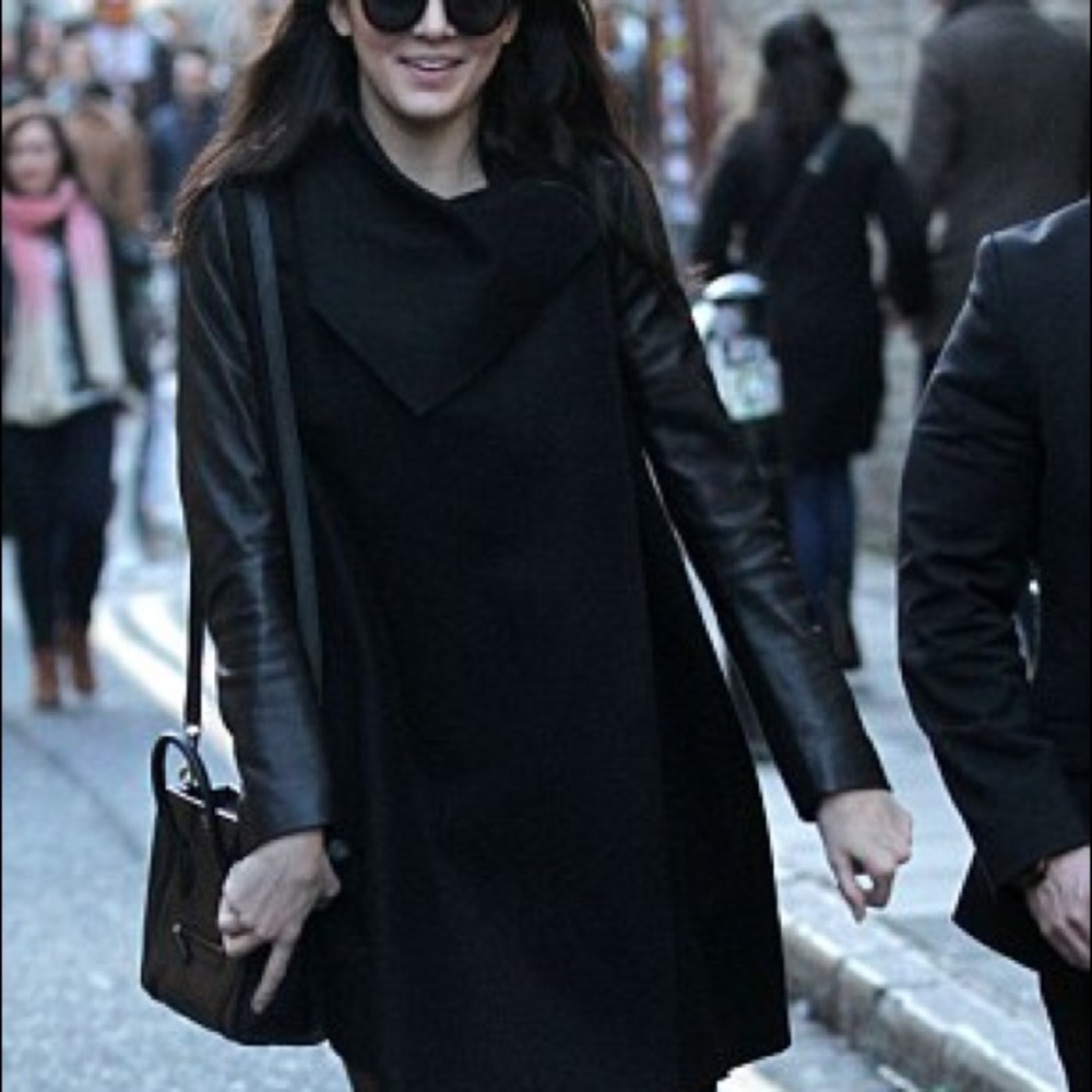 All Saints coat with leather sleeves